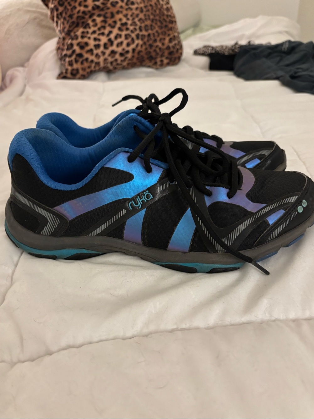 Ryka Black Sneakers with Blue Iridescent Accents